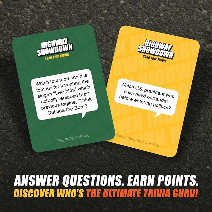 WELL BALANCED Highway Showdown – Fun & Competitive Trivia Car Game for Adults & Teens, Road Trip Travel Essentials