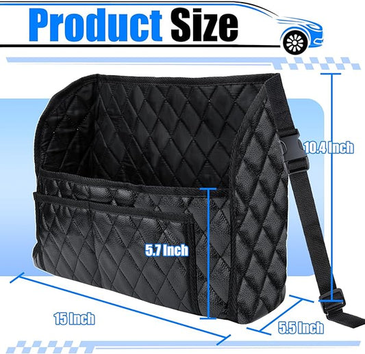 BFXM Car Purse Holder Between Seats, Leather Auto Front Seat Handbag Organizer Pocket, Large Capacity Car Net Pocket Handbag Holder, Backseat Barrier Storage Bag Fits for Car, Truck, SUV