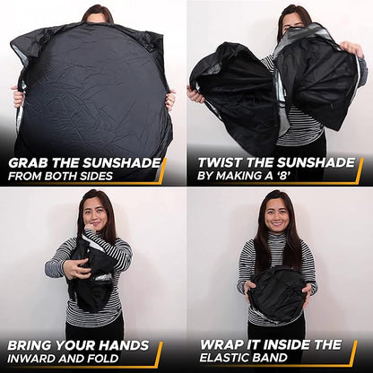 EcoNour Car Windshield Sun Shade | 2025 Upgraded Innovative No-Light-Pass Technology for Maximum Coverage | Foldable Sun Shade Keeps Your Vehicle Cool | Must-Have Car Accessories | Small (59" x 29")