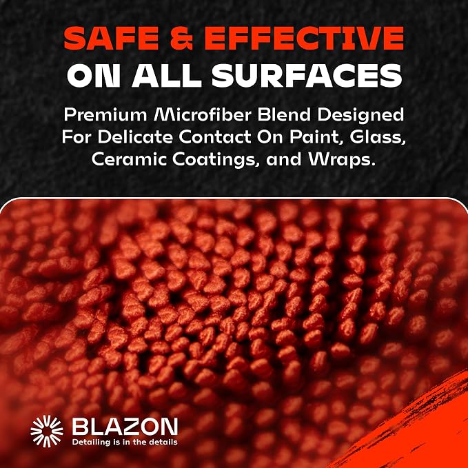 BLAZON Redline XL Car Drying Towel - Ultra Premium 1300 GSM Microfiber Drying Towel - Max Absorption, Streak-Free Finish, Super Soft Twisted Loop Design - Dries Full Vehicle - Extra Large 2 x 3 ft