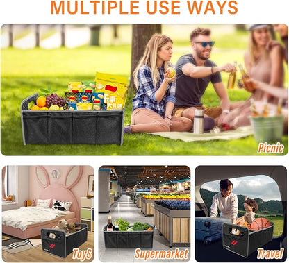 Car Trunk Organizer, Trunk Storage Box with Handle For Dodge Charger Challenger Durango, Collapsible 2 Compartment Automotive Storage Box, Waterproof Oxford Polyester Travel Accessories (B)