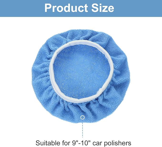 HARFINGTON 5pcs Car Polisher Bonnet Buffing Pad Micro-fiber Polishing Buffing Pad Cover for 9"-10" Car Buffer Bonnets Polisher, Light Blue