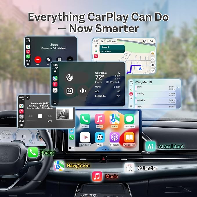 OTTOCAST Mini Slim, 2026 Upgrade 2in1 Wireless CarPlay & Android Auto Adapter, Plug & Play, WLAN Dual-Band 2.4G+5G, Auto Reconnect, Compatible with After 2016 Cars with Wired CarPlay/Android Auto