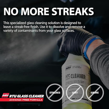 Malco Ready-To-Use Glass Cleaner - Streak-Free Removal of Dirt, Grease, Oils, & Bug Debris from Glass, Chrome, Tile, Stainless Steel, Vinyl, Rubber/Ammonia-Free & Tint Safe / 1 Gallon (107901)