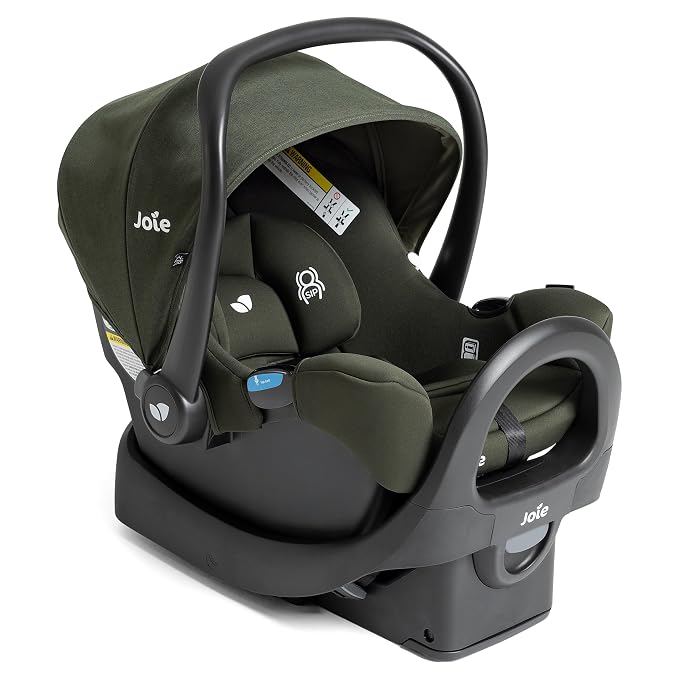 Joie Baby, Rue Lightweight Infant Car Seat & Anti-Rebound Base, Side-Impact Protection, 5-Point Harness, and UPF 50+ Canopy for Newborns and Infants (Forest)