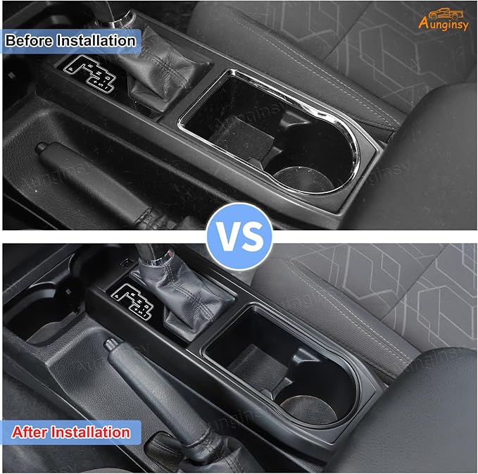 Aunginsy Center Console Gear Shift Panel Cover Cup Holder Trim Kit Compatible with Toyota Tacoma 2016-2023 Car Gear Shifter Cupholder Panel Decorative Frame Protection Ring ABS Interior Accessories