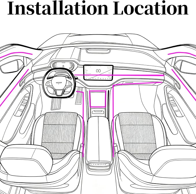 DIBMS APP Controlled 5-in-1 RGB 16 Million Color Options Interior Car LED Strip Lights, 236 inches Fiber Optic Ambient Lighting Kit with Music Mode, Universal Fit for Cars, Trucks, SUV Dashboard