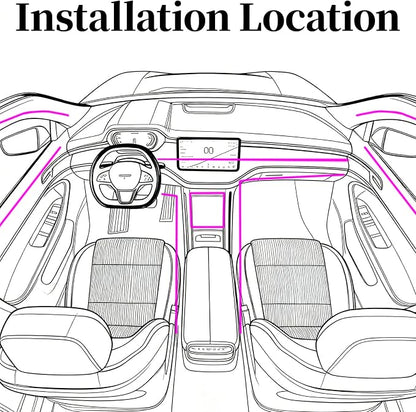 DIBMS APP Controlled 5-in-1 RGB 16 Million Color Options Interior Car LED Strip Lights, 236 inches Fiber Optic Ambient Lighting Kit with Music Mode, Universal Fit for Cars, Trucks, SUV Dashboard