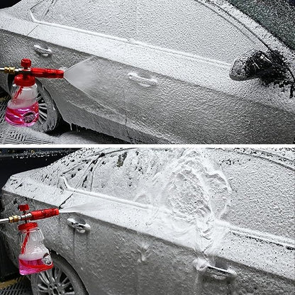 BEAR FORCE Foam Cannon Wide Mouth for Pressure Washer, Stainless Steel Heavy Duty Thick Snow Foam Lance, 360° Adjustable Soap Sprayer 1/4" Quick Connector, 1.10mm 1.25mm Orifice, 32oz Bottle, Car Wash