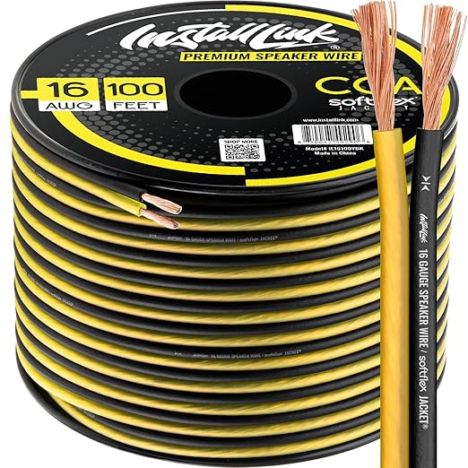 16 AWG Gauge Speaker Wire Cable Stereo, Car or Home Theater, CCA (100 Feet) by Install Link