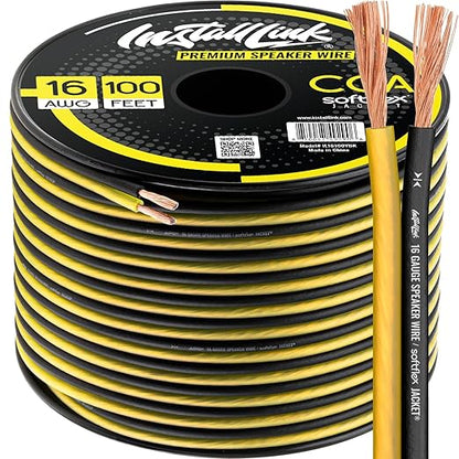 16 AWG Gauge Speaker Wire Cable Stereo, Car or Home Theater, CCA (100 Feet) by Install Link