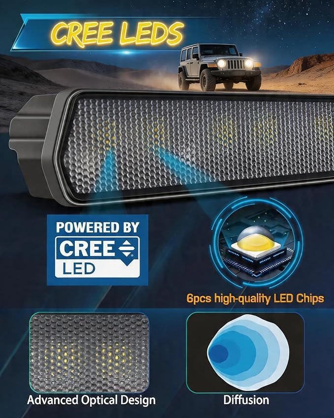 LED Light Bar 6 Inch 120W Driving Lights Backup Lighting Slim LED Pods | 2PCS 120W Bumper Lights Flood Diffusion Beam Off Road Fog Lights for Truck SUV ATV UTV, IP68 Waterproof, DT Wiring Harness