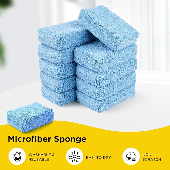 Autocare 10 Pack Car Wax Applicator Pad Rectangle Foam Premium Grade Microfiber Applicator Pads