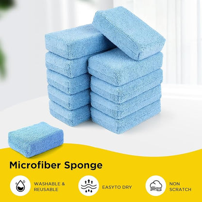 Autocare 10 Pack Car Wax Applicator Pad Rectangle Foam Premium Grade Microfiber Applicator Pads
