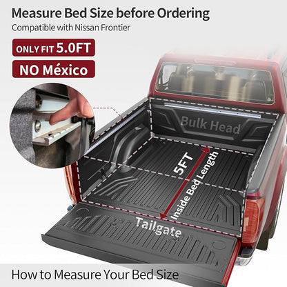 oEdRo Soft Tri-Fold Truck Bed Tonneau Cover Compatible with 2005-2026 Nissan Frontier(NOT for México) 5 Feet Bed