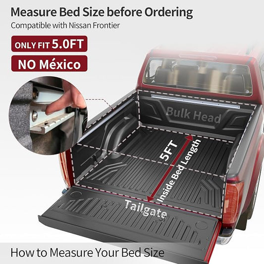 oEdRo Soft Tri-Fold Truck Bed Tonneau Cover Compatible with 2005-2026 Nissan Frontier(NOT for México) 5 Feet Bed