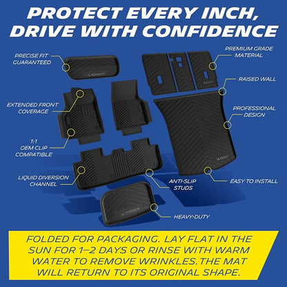 Michelin Vehicle Mat, All-Weather TPE Custom Fit Liner for Tesla Model Y 5 Seat Floor Mats 2025-2027 (9 Piece), Premier