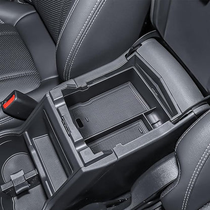 TACORBO Center Console Organizer Compatible with Subaru Forester 2019 2020 2021 2022 2023 2024 Accessories,Armrest Secondary Storage Box ABS Insert Glove Box Tray, Black Trim