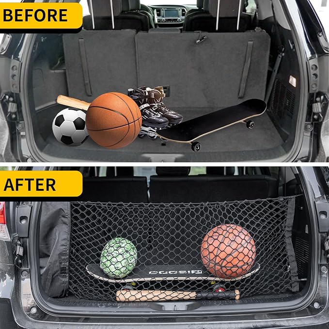 Cargo Net Compatible with 2024 2025 2026 Hyundai Santa Fe Truck Bed Cargo Net 3.12'×1.02' Double Layer Envelope Style Dense Mesh Trunk Organizer for Santa Fe Exterior Accessories