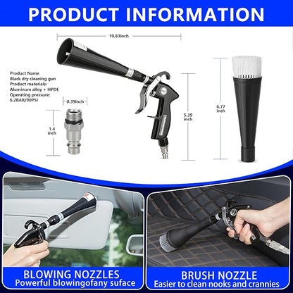 Car Cleaning Gun Detailing Interior Dryer Air Blow Gun, High Pressure Blower Gun, Car Detailing Kit for Quickly Blasting Dirt and Dust Works, Car Detailing Tools with Air Compressor