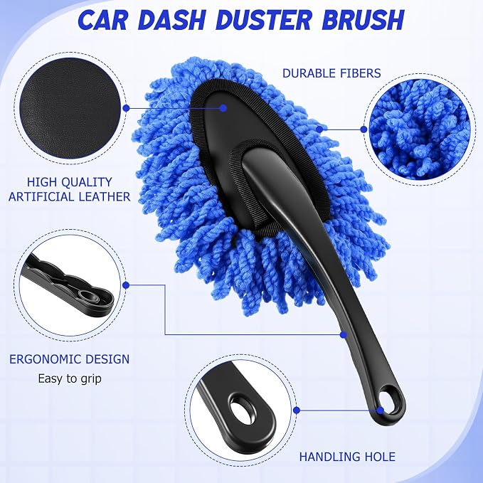 16 Pcs Windshield Cleaner Tool, Car Cleaning Kit with Various Detailing Brushes Set Spray Bottle Cleaner Towel Cleaning Gel Accessories Car Interior Detailing Kit for Windows Vents(Blue)
