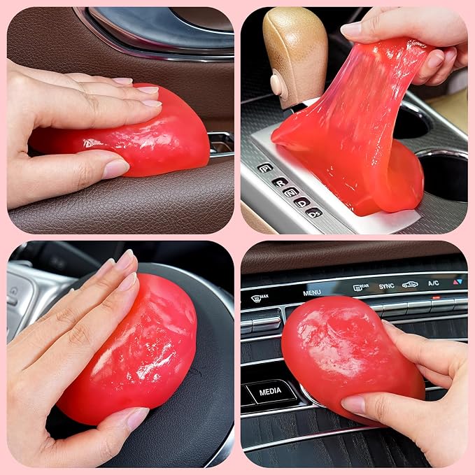 TeSabMi Car Cleaning Gel Car Cleaning Putty Car Putty Car Interior Cleaner Car Slime Car Detailing Kit Car Accessories Gifts for Men Women Stocking Stuffers Red