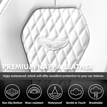 Coverado Seat Covers, Car Seat Covers Full Set, White Car Seat Cover, Auto Seat Covers Front Seats Rear Seat Cover, Luxury Car Seat Cushion,Leather Seat Cover Seat Protector Universal Fit Most Cars