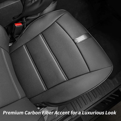 Front F150 Seat Covers for 2015-2020 Ford F150 SuperCrew XL,XLT & 2017-2022 F250/F350 CrewCab XL,XLT Pickup,w/No Rear Armrest,Fully Covered,Waterproof Leather Seat Protector(2-Pack,Black&Carbon Fiber)