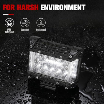 FIERYRED Side Shooter LED Pods 4 Inch Spot Flood Combo LED Light Bar,60W 8000LM Work Lights Off Road Driving Fog Bumper Vehicle Headlights for ATV UTV Truck Boat,IP68,(2pcs)