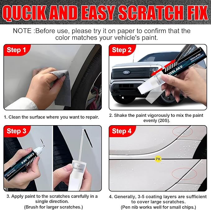 Car Touch Up Paint(Oxford White(Z1)) for Ford, Car Paint Scratch Repair Kit, Quick & Easy Solution to Repair, 2 in 1 Scratch Remover Pen with 2PCS Disposable Micro Applicators