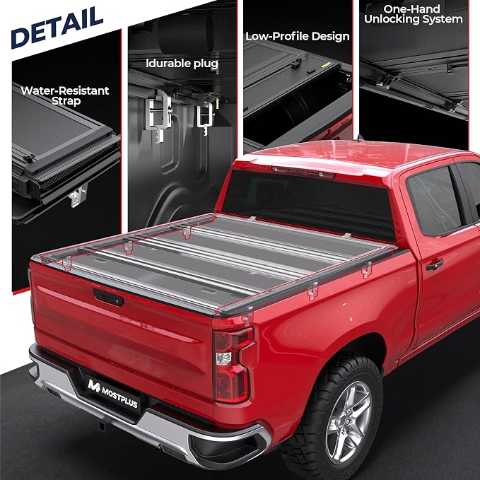 MOSTPLUS Truck Bed Tonneau Cover Compatible for Chevy Colorado 2015-2025 /Compatible for GMC Canyon 2015-2025 (4-Fold 6'' FT 72 inch Low Profile Bed Cover)