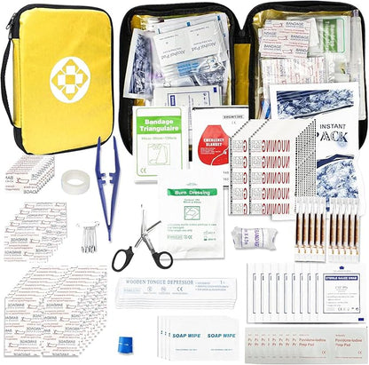 300Piece Small First Aid Kit Refill Supplies for Travel Mini Caming Emergency First Aid Kits Hiking Survival Essential Kit for Outdoor Adventure, Yellow 1st Aid