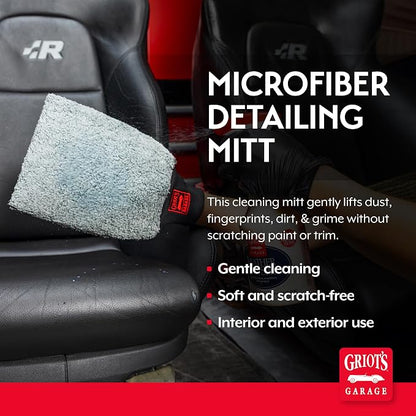 Griot's Garage Microfiber Car Wash Mitt Glove, Cleaning Pad for Interior and Exterior, Auto Detailing Supplies, Small, 8" x 9", 10260