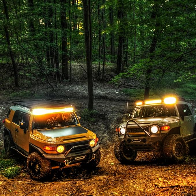 Nilight 20 Inch 420W LED Light Bar Amber Triple Row Flood Spot Combo Driving Boat Led Off Road Lights with 16AWG Wiring Harness Kit-1 Lead, 2 Year Warranty (ZH706)