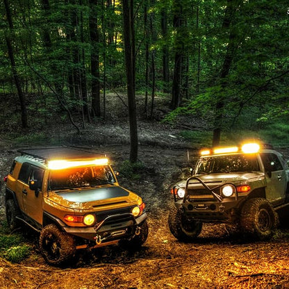 Nilight 20 Inch 420W LED Light Bar Amber Triple Row Flood Spot Combo Driving Boat Led Off Road Lights with 16AWG Wiring Harness Kit-1 Lead, 2 Year Warranty (ZH706)