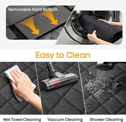 PETICON Back Seat Extender for Dogs, Hard Bottom Pet Seat Cover - Supports 400lbs, Waterproof Rear Seat Cover with Mesh Window for Ford/GMC/Chevrolet/Toyota/RAM Crew Cab Trucks&Full-Size