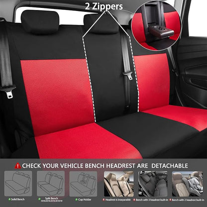 CAR PASS Rainbow Universal Fit 3D Air Mesh Car Seat Cover with 5mm Composite Sponge Inside,Airbag Compatible (Black Red)