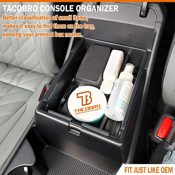 TACORBO Center Console Organizer Compatible with Kia Sportage 2023 2024 2025 2026 NQ5 Accessories, 5th Generation Sportage Armrest Insert Tray Secondary Storage Box floor mats, ABS Material Black Line