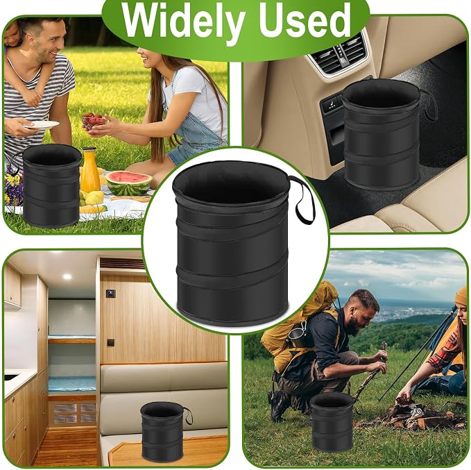 ecocstm 2 PCS Car Trash Can, Collapsible Pop-up Car Garbages Can, Car Accessories Portable Garbage Bin with Elastic Band, Waterproof Small Garbage Can for Back Seat Front Seat, for Outdoor Traveling