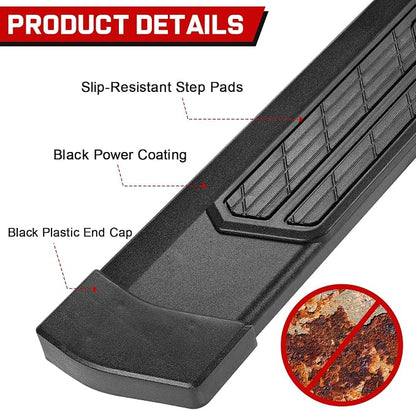 COMNOVA Running Boards Compatible with 2019-2026 Chevy Silverado/GMC Sierra 1500 Crew Cab, 2020-2026 Silverado/Sierra 2500HD 3500HD Crew Cab. 6 Inch Carbon Steel Nerf Bars Step Bars.
