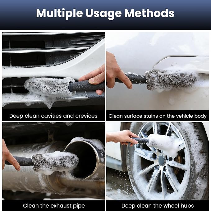 3Pcs Wheel Brush, Tire Brush with Little Braid Bristles Design, Durable Rim Brush & Car Wheel Brushes, Car Detailing Brush for Cars, Trucks, RVs, Motorcycles, Room, Corner