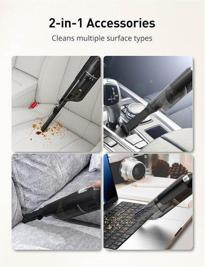 Handheld Vacuum Cordless, 24KPA Powerful, Rechargeable, Charging Dock, Ergonomic Handle, 2-in-1 Crevice Tool, 1.8lb Portable Vacuum Cleaner with 2-Speed for Car, Portable Car & Pet Hair Vacuum