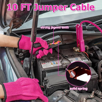 CALBEAU Roadside Emergency Car Kit for Vehicles, Pink Emergency Roadside Assistance kit with Car First Aid Kit, Thoughtful Car Emergency Kit for Women, Men, New Drivers and Adventurers Gifts