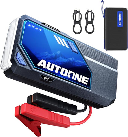 AUTOONE M5 9000A Car Jump Starter 12V Battery Jumper Starter Portable (All Gas/All Diesel) 168W DC Jump Box for Car Battery with Built-in Booster, Type-C Fast Charge & Jumper Cables Jump Pack