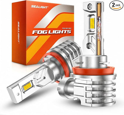 SEALIGHT H11 LED Fog Light Bulb, 20000LM 6500K Cool White, H16 H8 LED Fog Lights Brighter Road Visibility in Fog & Rain, Copper Cooling System, Plug-N-Play, Pack of 2