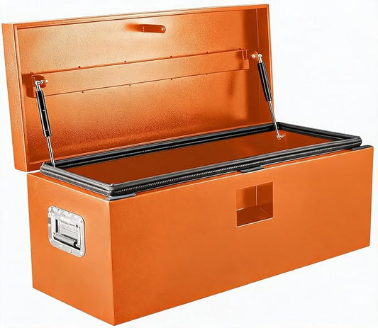 IDEALHOUSE Truck Bed Tool Box and Trailer Tongue Box - 30" Black Steel Storage Chest for Pickup Trucks, RVs, Trailers, Vans, 48"x 15"x 15"