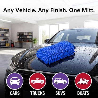 Car Wash Mitt,Detailing Ultra-Soft Chenille Microfiber Auto Gloves,Scratch-Free&Lint-Free,Safe for Trucks,SUVs, RVs&More
