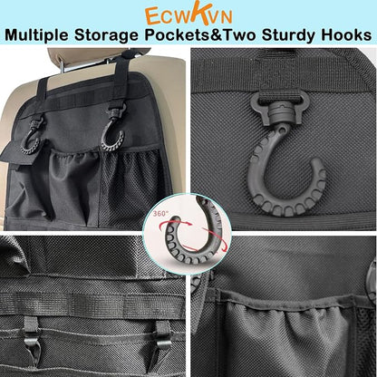 ECWKVN Car Seat Back Organizer, Heavy Duty Back Seat Organizer with Multiple Storage Pockets, Work Truck & SUV Seat Back Storage Bag for Tools, Tablet, Bottles & Essentials – Universal Fit