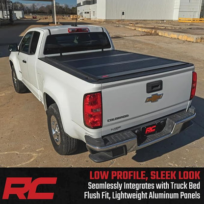 Rough Country Hard Low-Profile Tri-Fold Tonneau Cover for Chevy Colorado & GMC Canyon (2015-2026) - Low-Profile Aluminum Truck Bed Cover, Fits 6' Bed