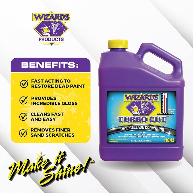 Wizards Turbo Cut Buffing Compound for Car Scratch Repair - 1 Gallon - Removes 1200-1500 Scratches - Rubbing Compound for Cars & Boats - Paint Restorer for Vehicles